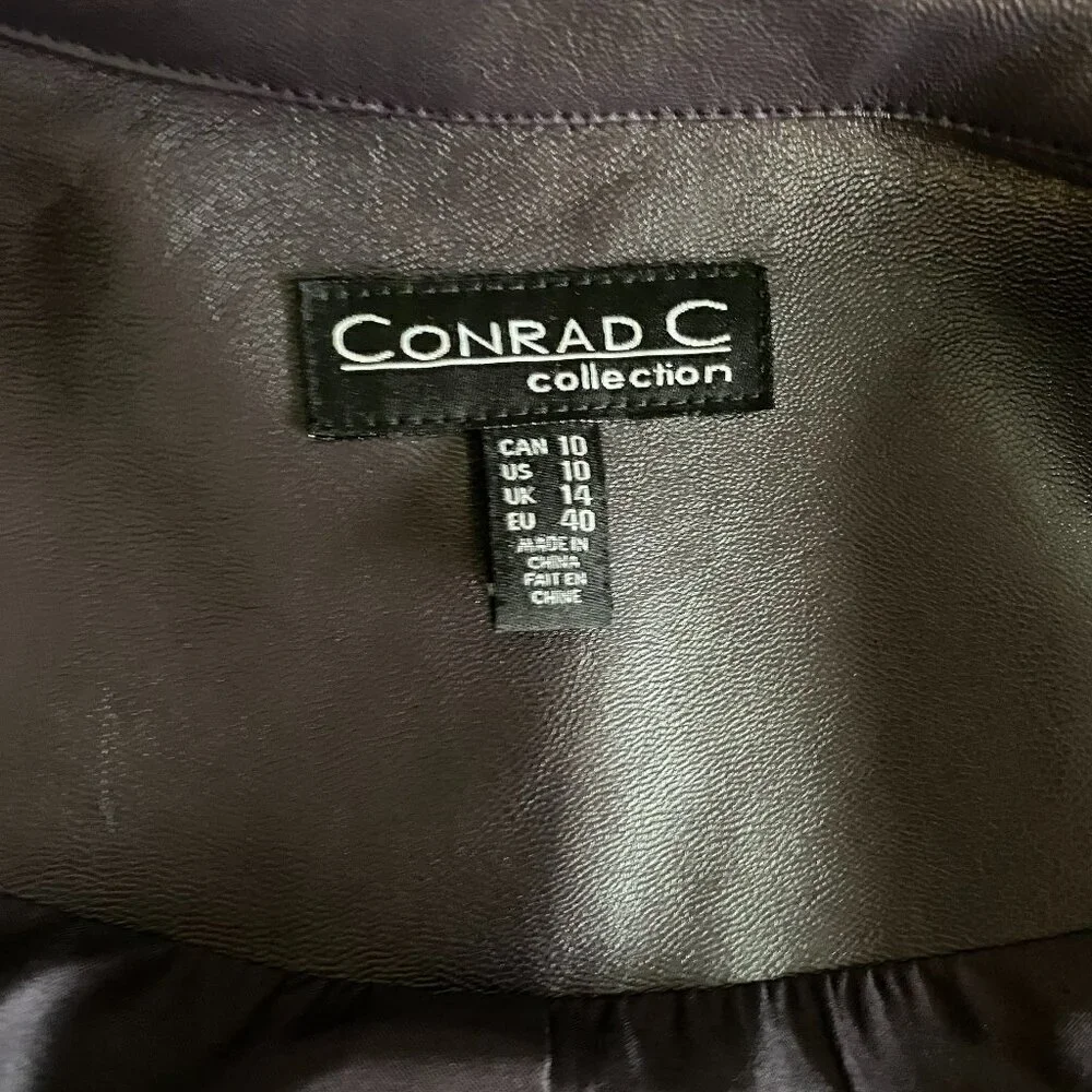 Conrad C Mixed Media Deep Plum Zip Up Faux Leather Jacket 10 - Picture 11 of 14